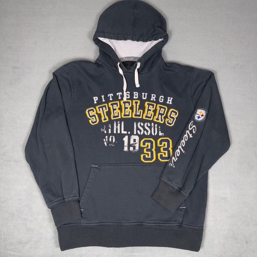 NFL Pittsburgh Steelers Hoodie Mens M Faded Navy Distressed 1933 Athletic Issue